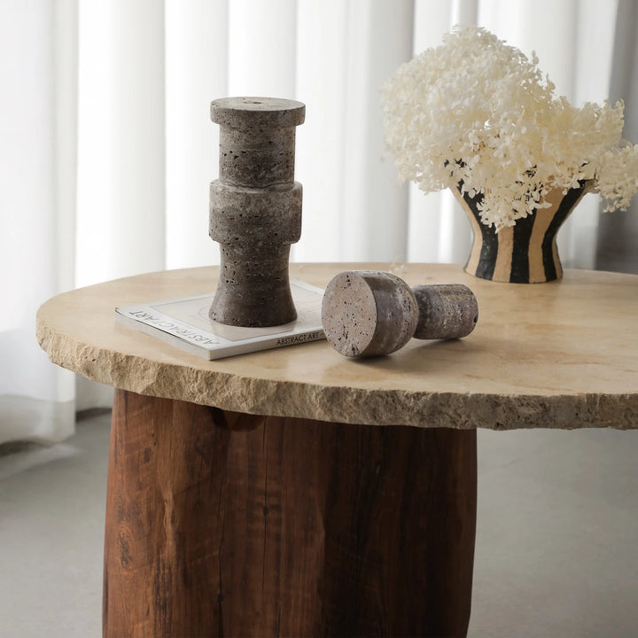 Tasso Candle Holder - Dark Brown Marble