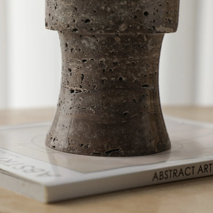 Tasso Candle Holder - Dark Brown Marble