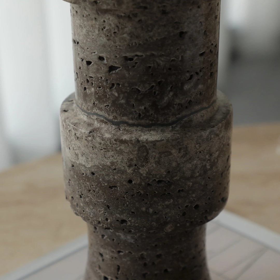 Tasso Candle Holder - Dark Brown Marble