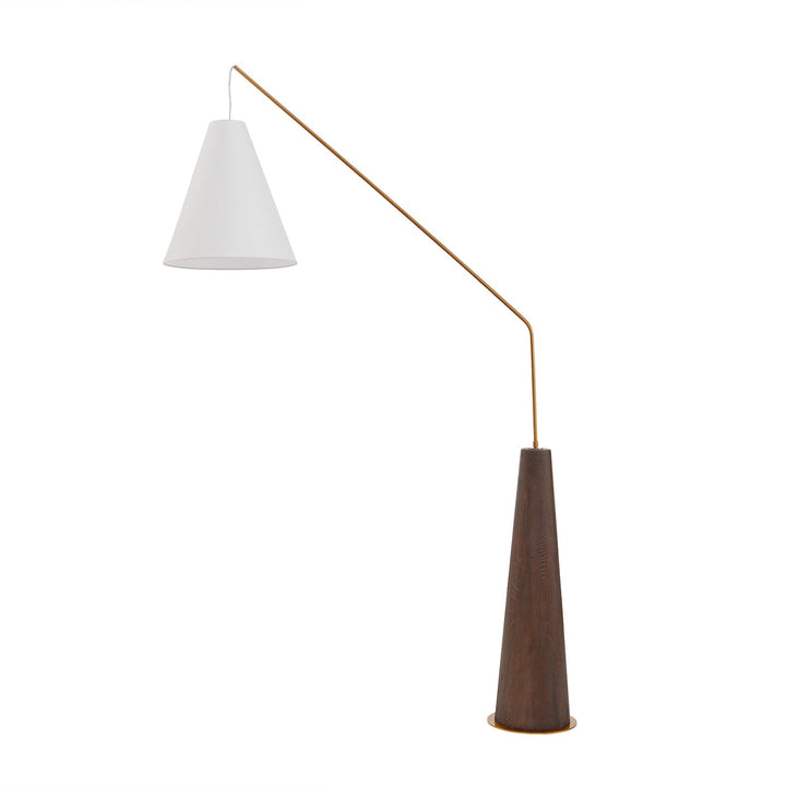 Image of angular wooden base floor lamp