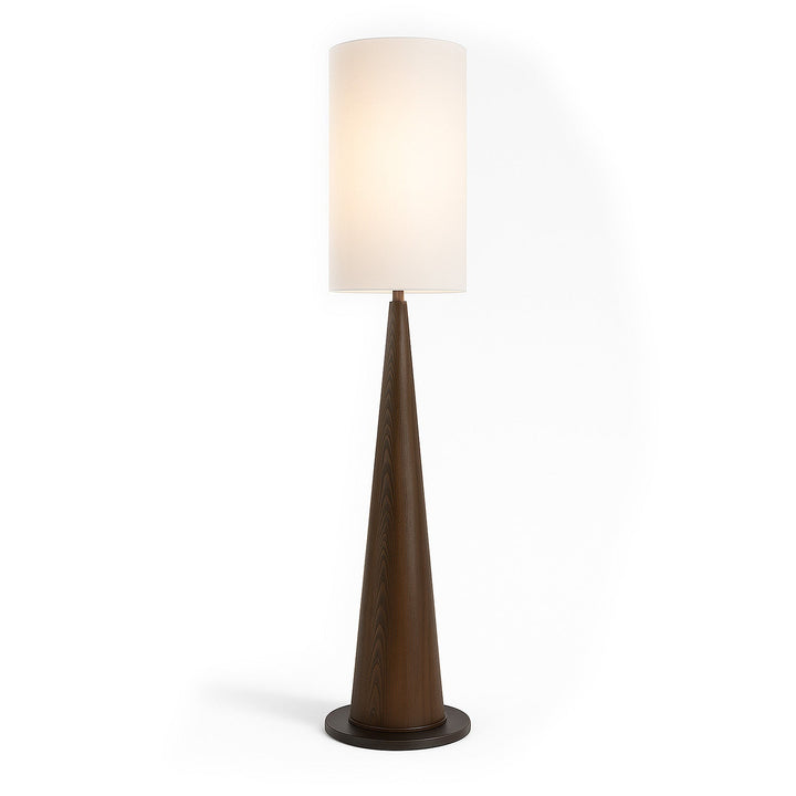 Velta Floor Light - Classic Brown Ash, Metal & White Linen LiangAndEimil 1