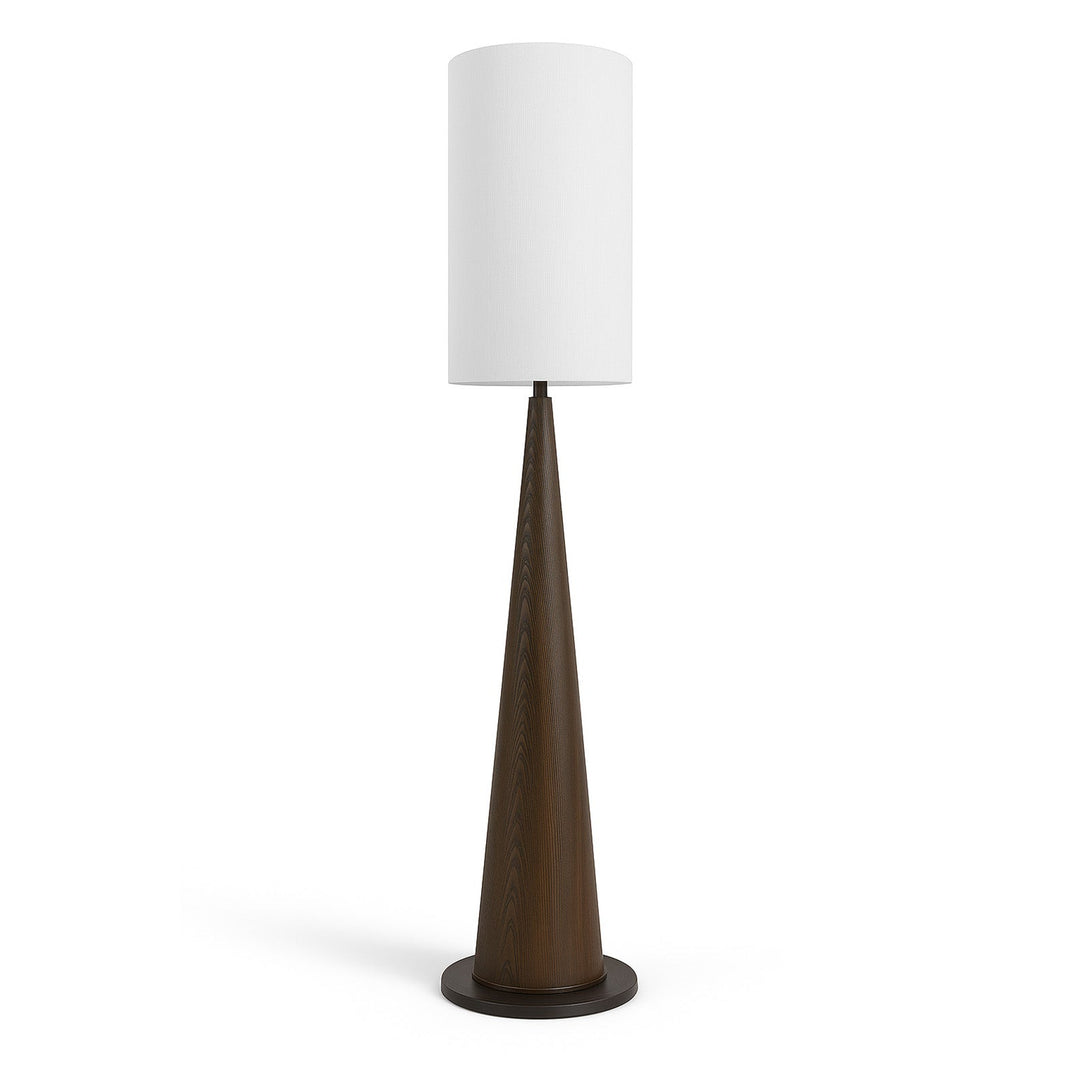 Velta Floor Light - Classic Brown Ash, Metal & White Linen LiangAndEimil 3