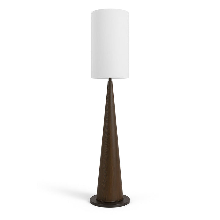 Velta Floor Light - Classic Brown Ash, Metal & White Linen LiangAndEimil 3