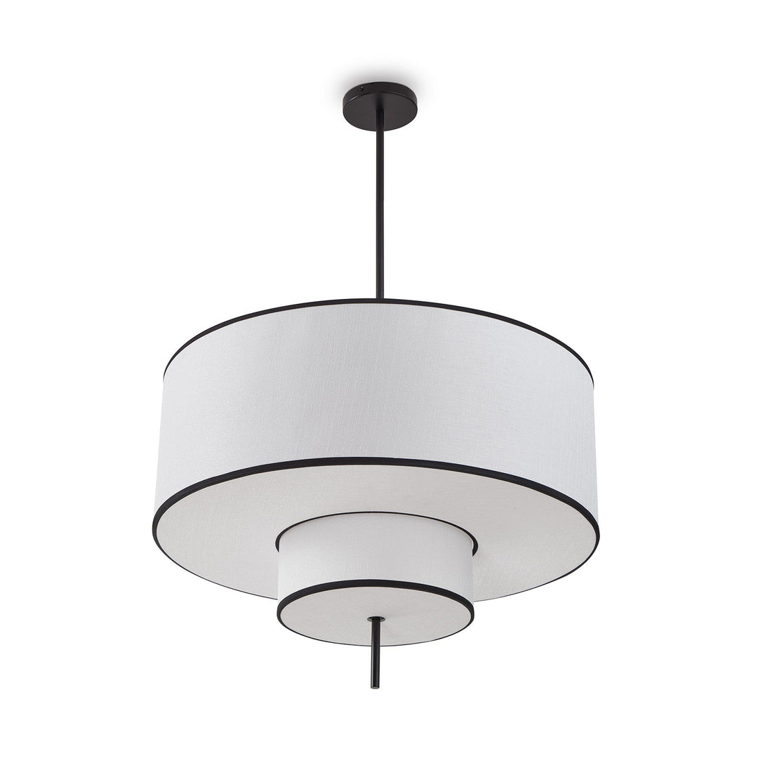 Aris Pendant Lamp - Black Metal & White Linen LiangAndEimil 5