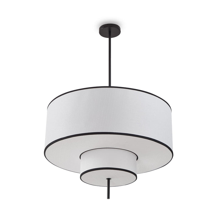 Aris Pendant Lamp - Black Metal & White Linen LiangAndEimil 5