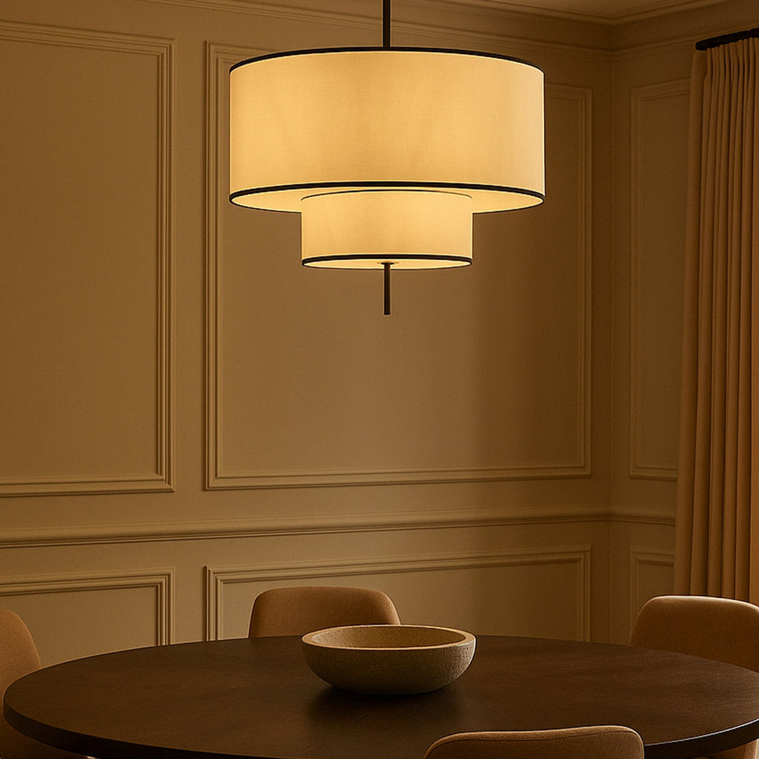 Aris Pendant Lamp - Black Metal & White Linen LiangAndEimil 3