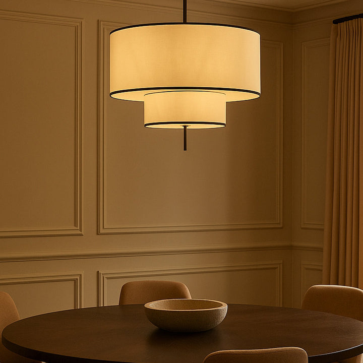 Aris Pendant Lamp - Black Metal & White Linen LiangAndEimil 3