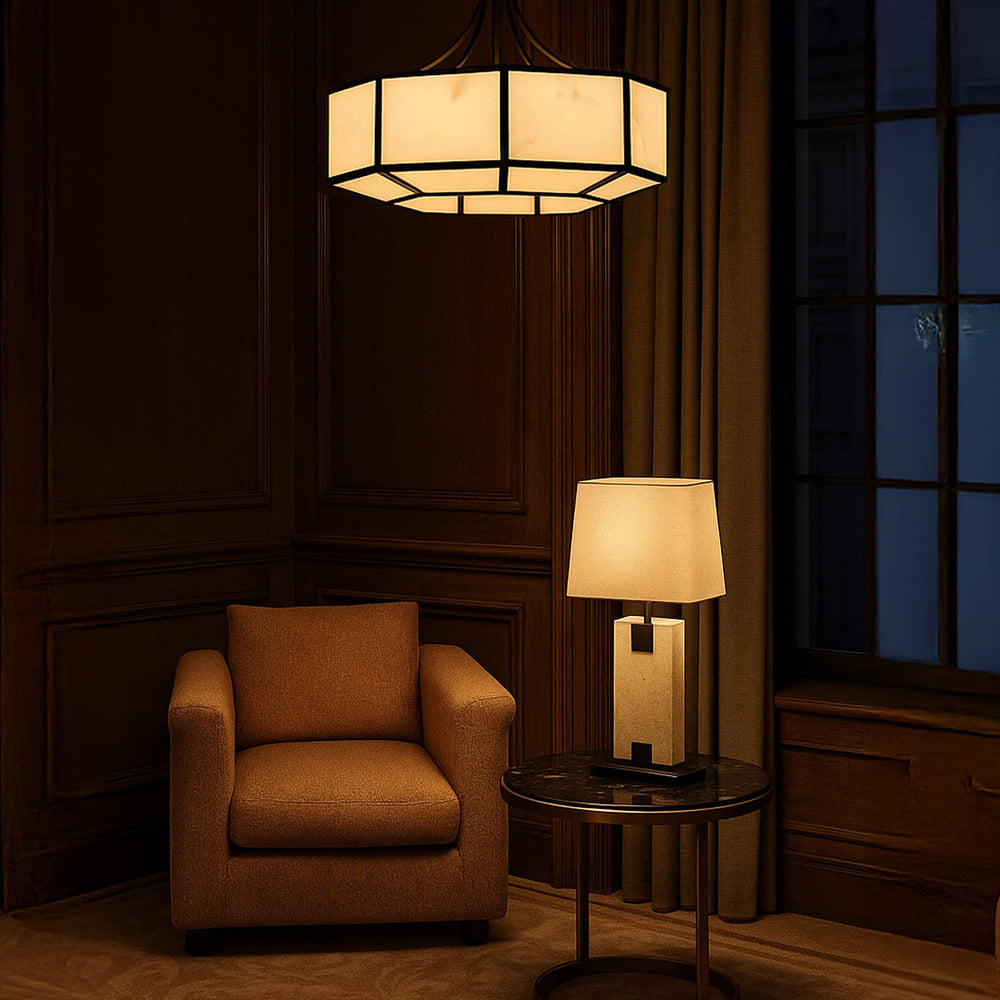 Allen Pendant Lamp - Black Metal & Alabaster Effect LiangAndEimil 2