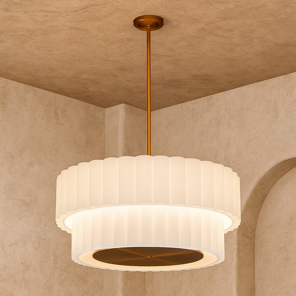 White ceiling lamp with bronze accent fixing on a neutral background