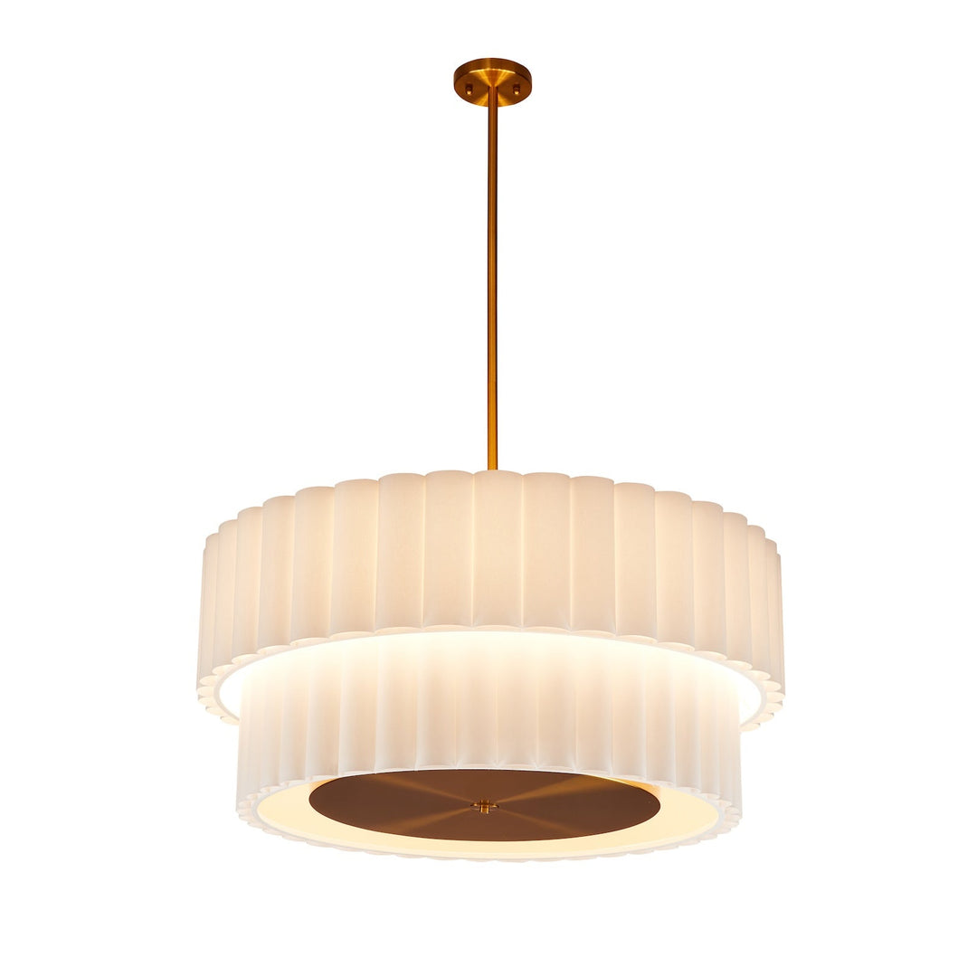 White ceiling lamp with bronze accent fixing on a white background