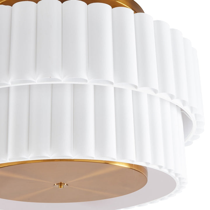 Close up of White ceiling lamp with bronze accent fixing on a white background