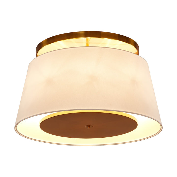 White ceiling lamp with bronze accent fixing on a white background