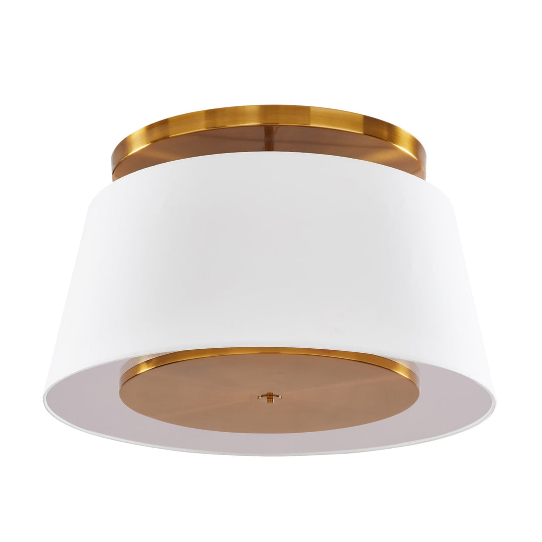 White ceiling lamp with bronze accent fixing on a white background