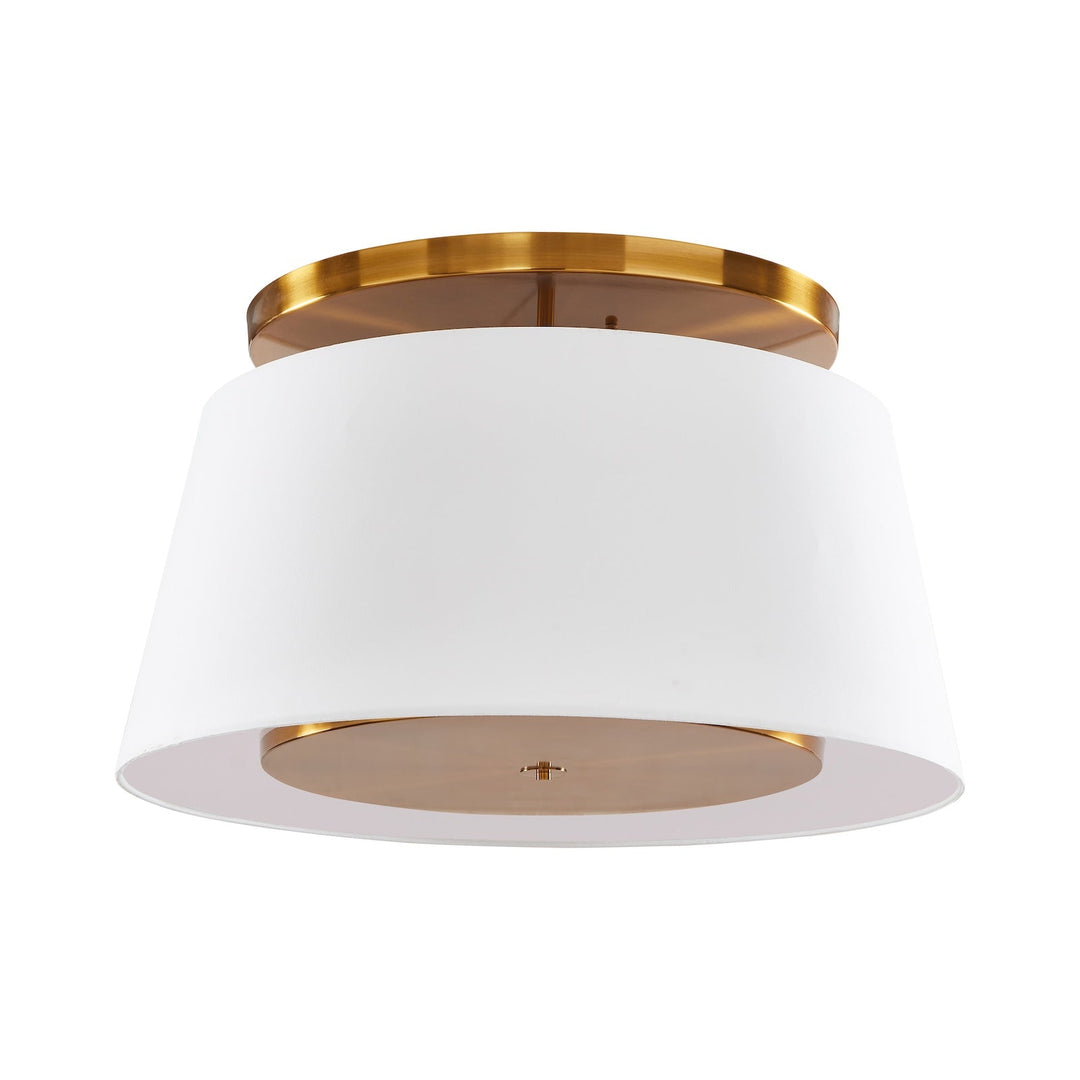 White ceiling lamp with bronze accent fixing on a white background