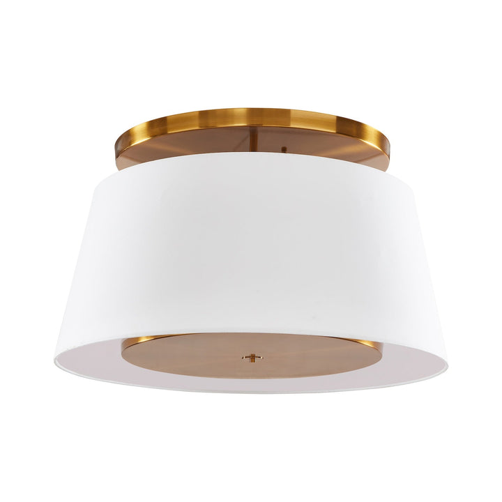 White ceiling lamp with bronze accent fixing on a white background