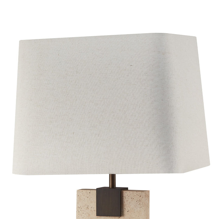 Madison Table Lamp - Travertine & Off White Linen LiangAndEimil 5