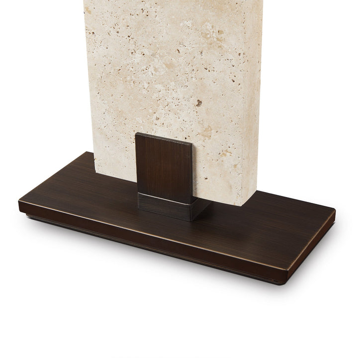 Madison Table Lamp - Travertine & Off White Linen LiangAndEimil 6