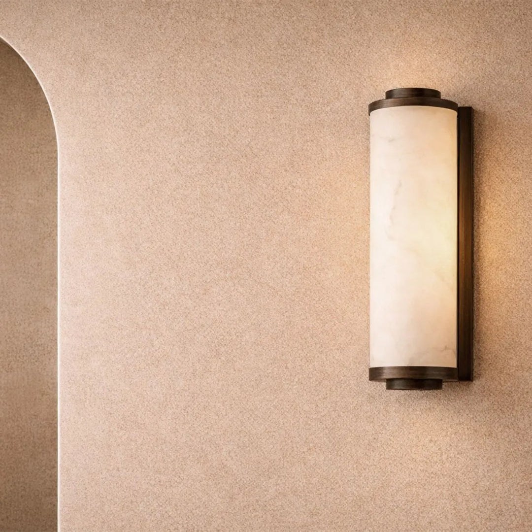 Fento Antique Bronze & Alabaster Effect Wall Lamp