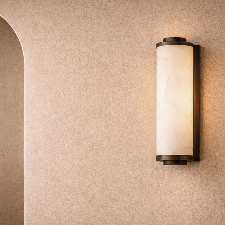 Fento Antique Bronze & Alabaster Effect Wall Lamp