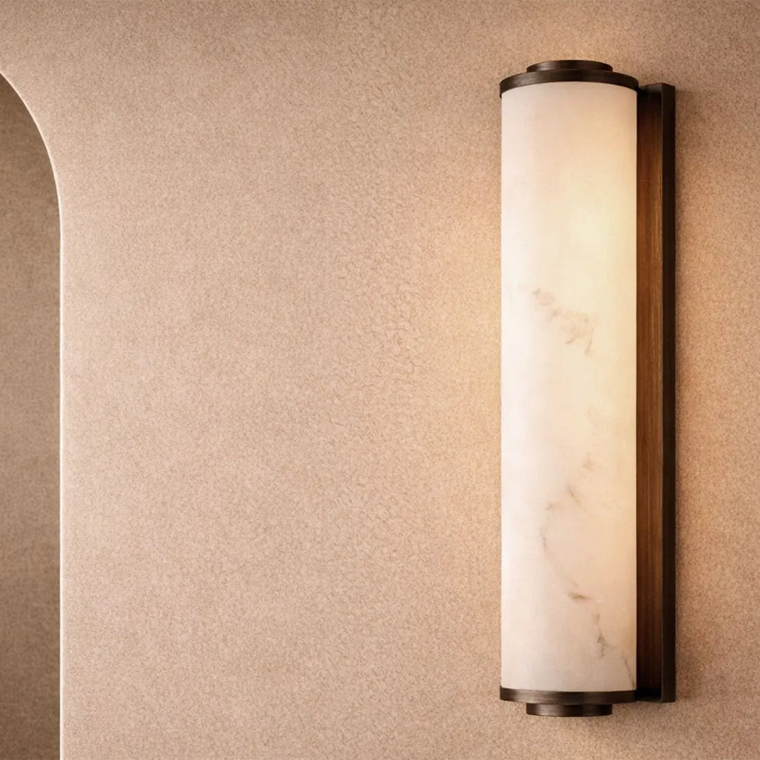 Fento Antique Bronze & Alabaster Effect Wall Lamp