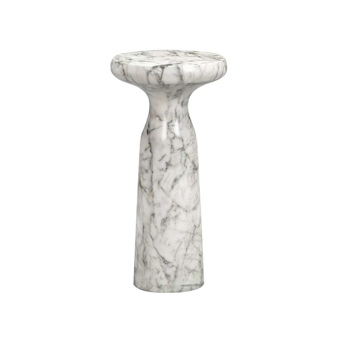 Akali Large Carrara Marble Round Side Table - White LiangAndEimil 3