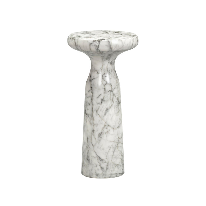 Akali Large Carrara Marble Round Side Table - White LiangAndEimil 3