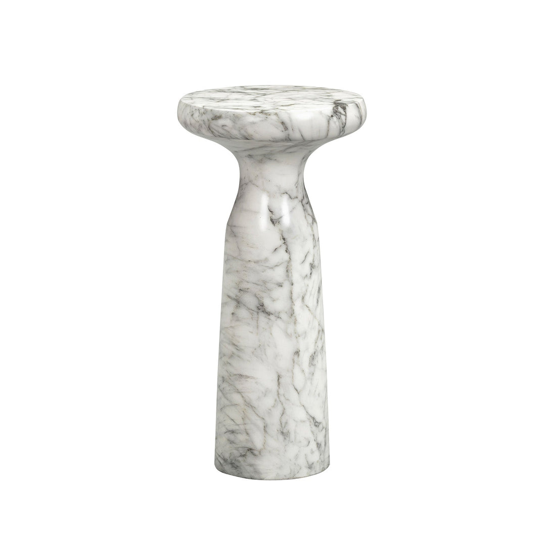 Akali Large Carrara Marble Round Side Table - White LiangAndEimil 5