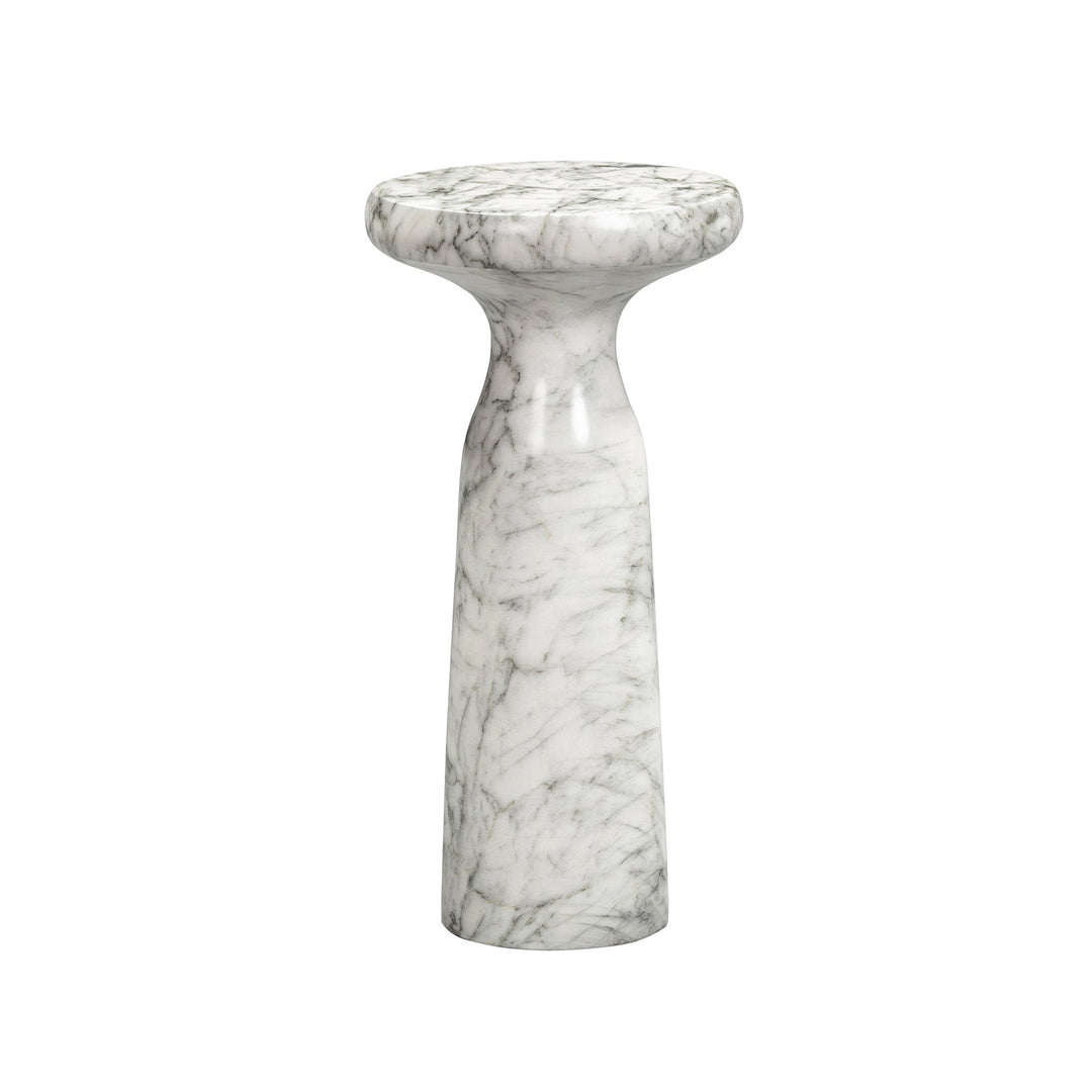 Akali Large Carrara Marble Round Side Table - White LiangAndEimil 1