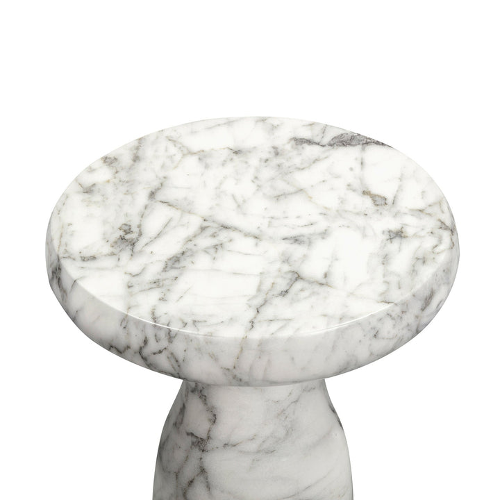 Akali Large Carrara Marble Round Side Table - White LiangAndEimil 6