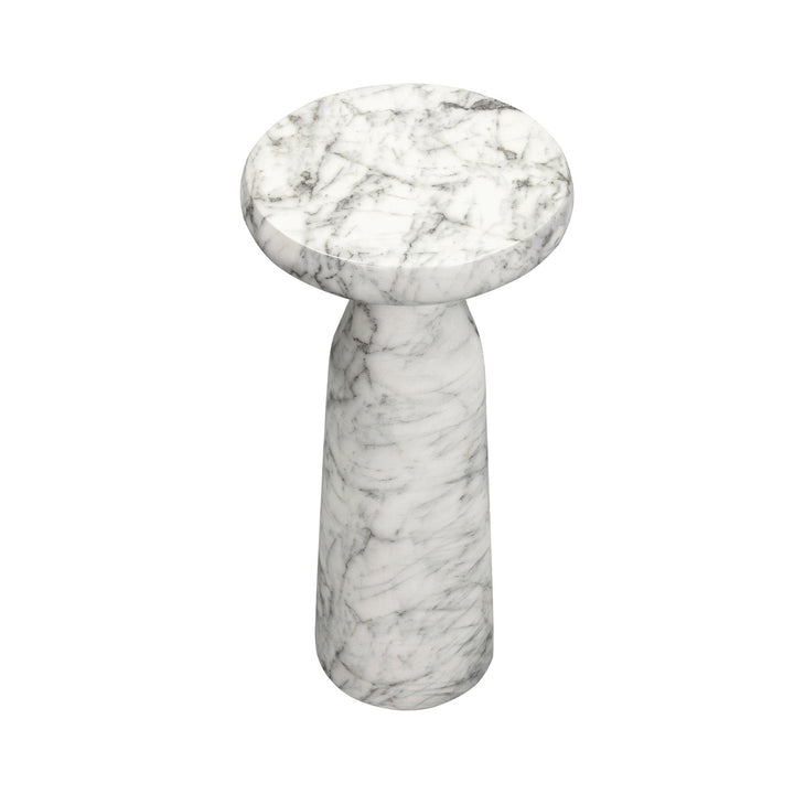Akali Large Carrara Marble Round Side Table - White LiangAndEimil 4