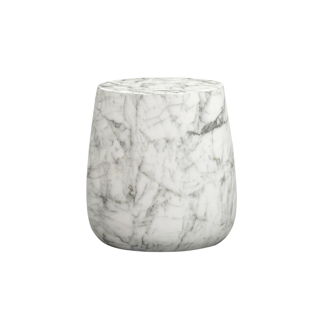 Bongo Large Carrara Marble Round Side Table - White LiangAndEimil 3