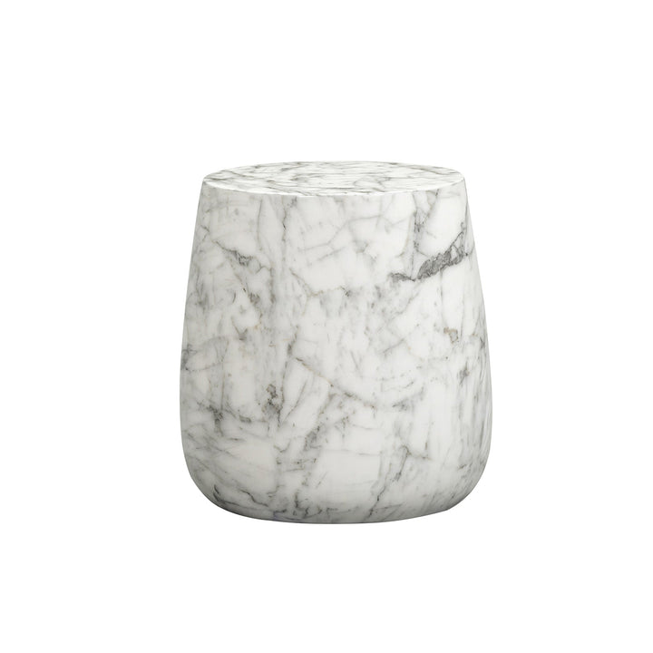Bongo Large Carrara Marble Round Side Table - White LiangAndEimil 3