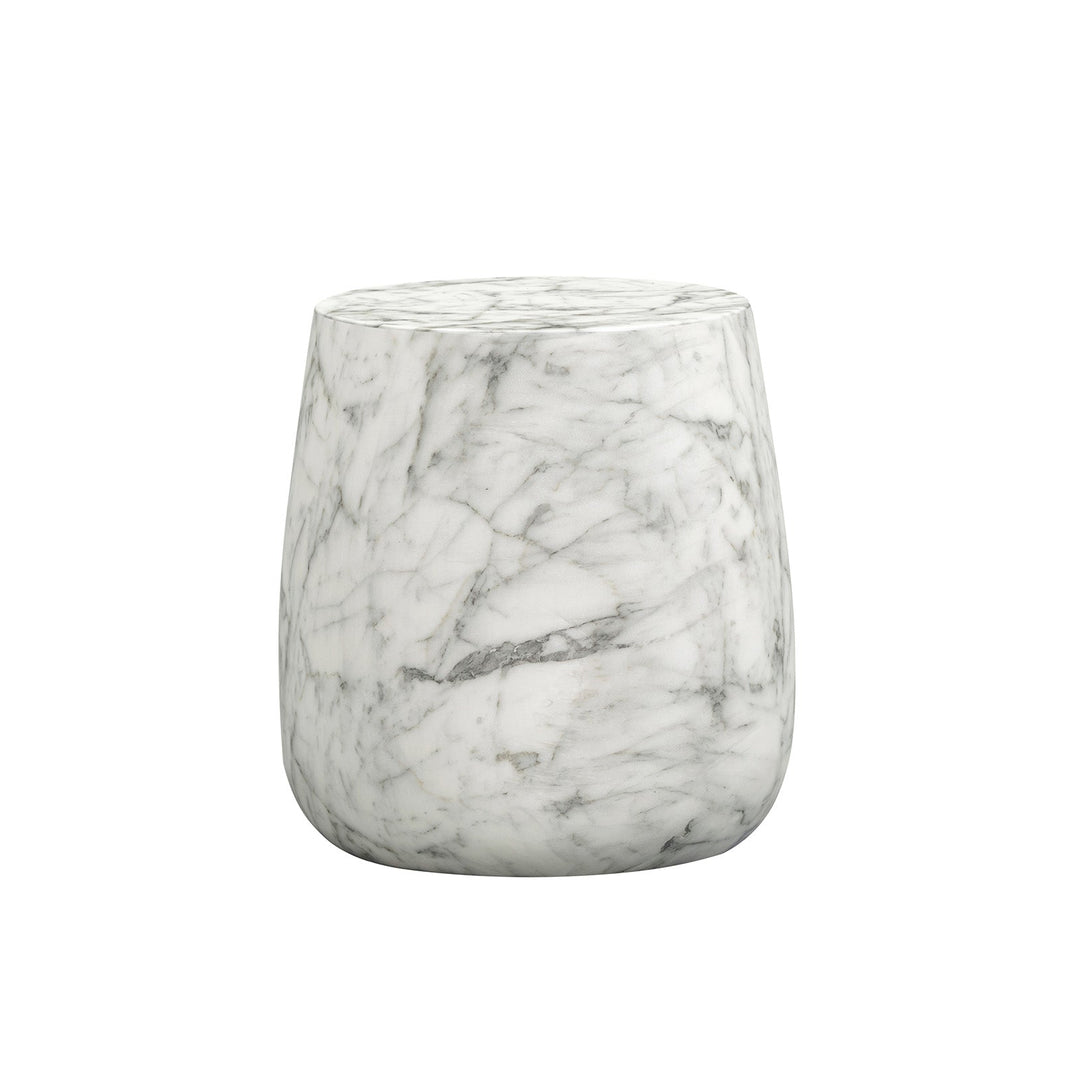 Bongo Large Carrara Marble Round Side Table - White LiangAndEimil 1