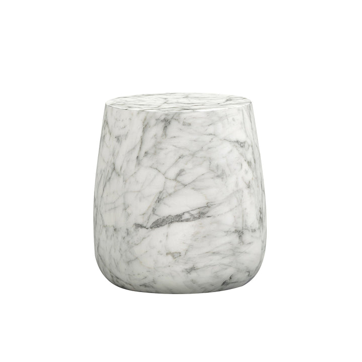 Bongo Large Carrara Marble Round Side Table - White LiangAndEimil 1