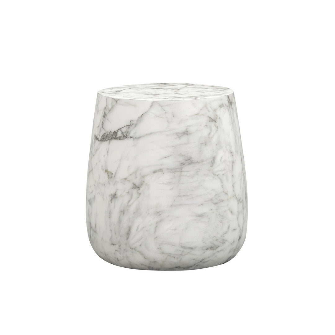 Bongo Large Carrara Marble Round Side Table - White LiangAndEimil 5