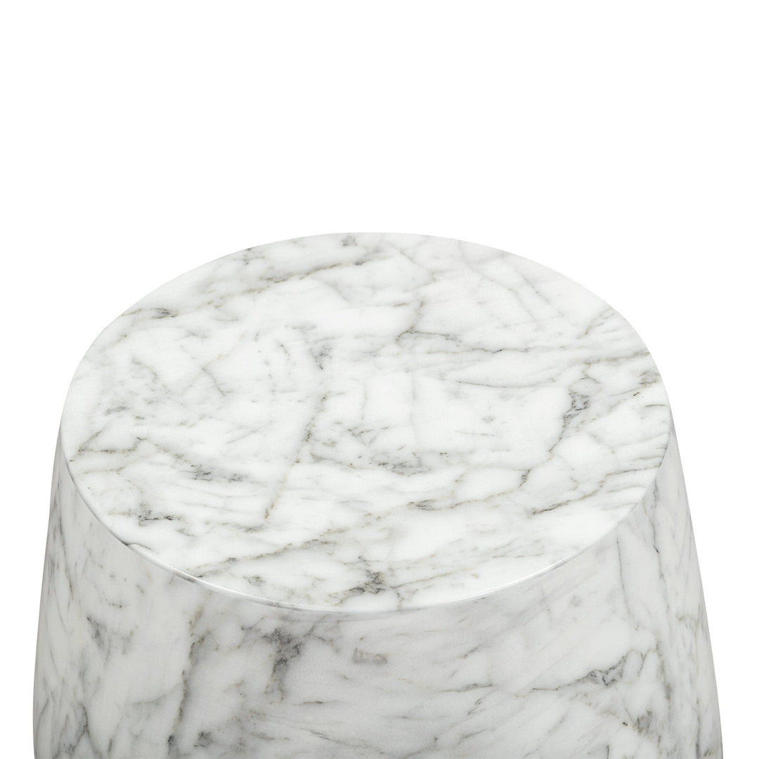 Bongo Large Carrara Marble Round Side Table - White LiangAndEimil 6