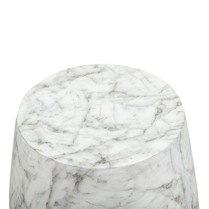 Bongo Large Carrara Marble Round Side Table - White LiangAndEimil 6