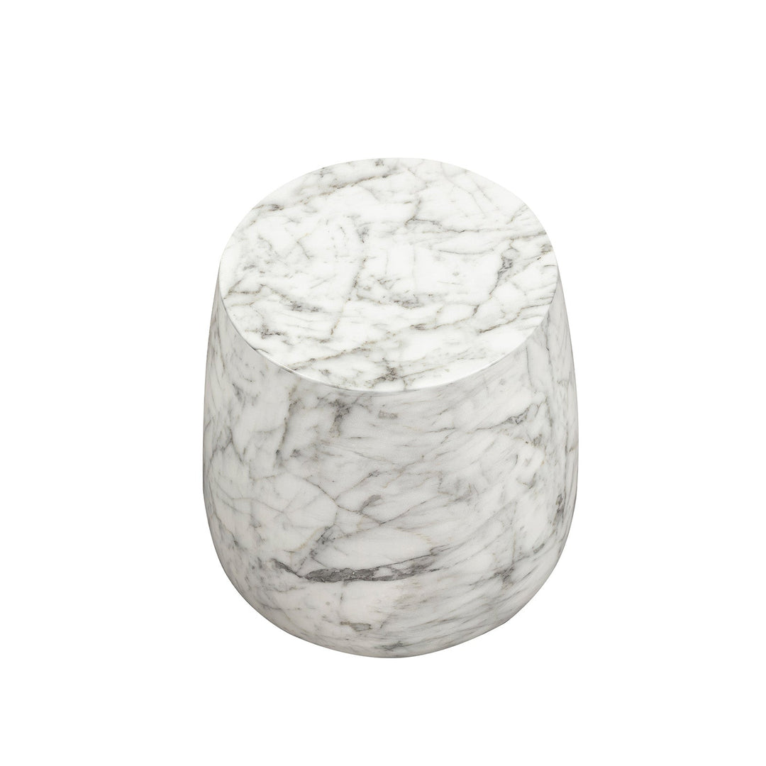 Bongo Large Carrara Marble Round Side Table - White LiangAndEimil 4