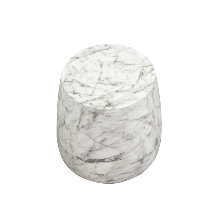Bongo Large Carrara Marble Round Side Table - White LiangAndEimil 4