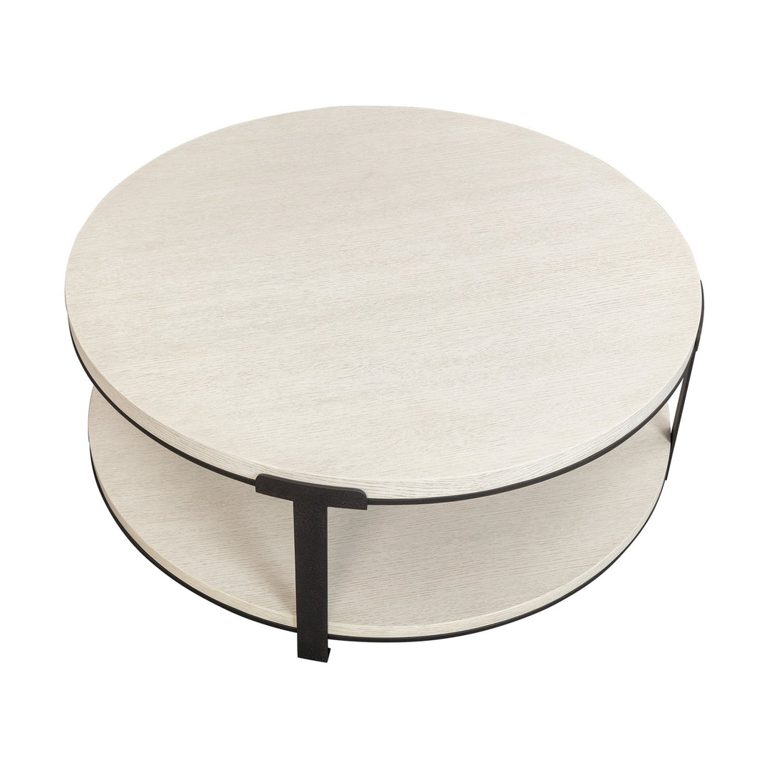 Alcana Round Coffee Table - Cloud Stained Oak & Black Textured Metal LiangAndEimil 5