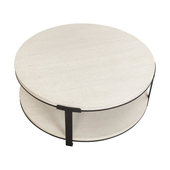 Alcana Round Coffee Table - Cloud Stained Oak & Black Textured Metal LiangAndEimil 5