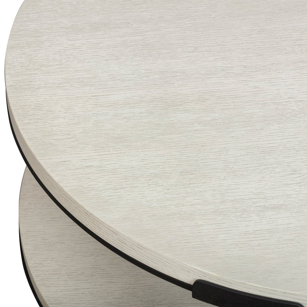 Alcana Round Coffee Table - Cloud Stained Oak & Black Textured Metal LiangAndEimil 6