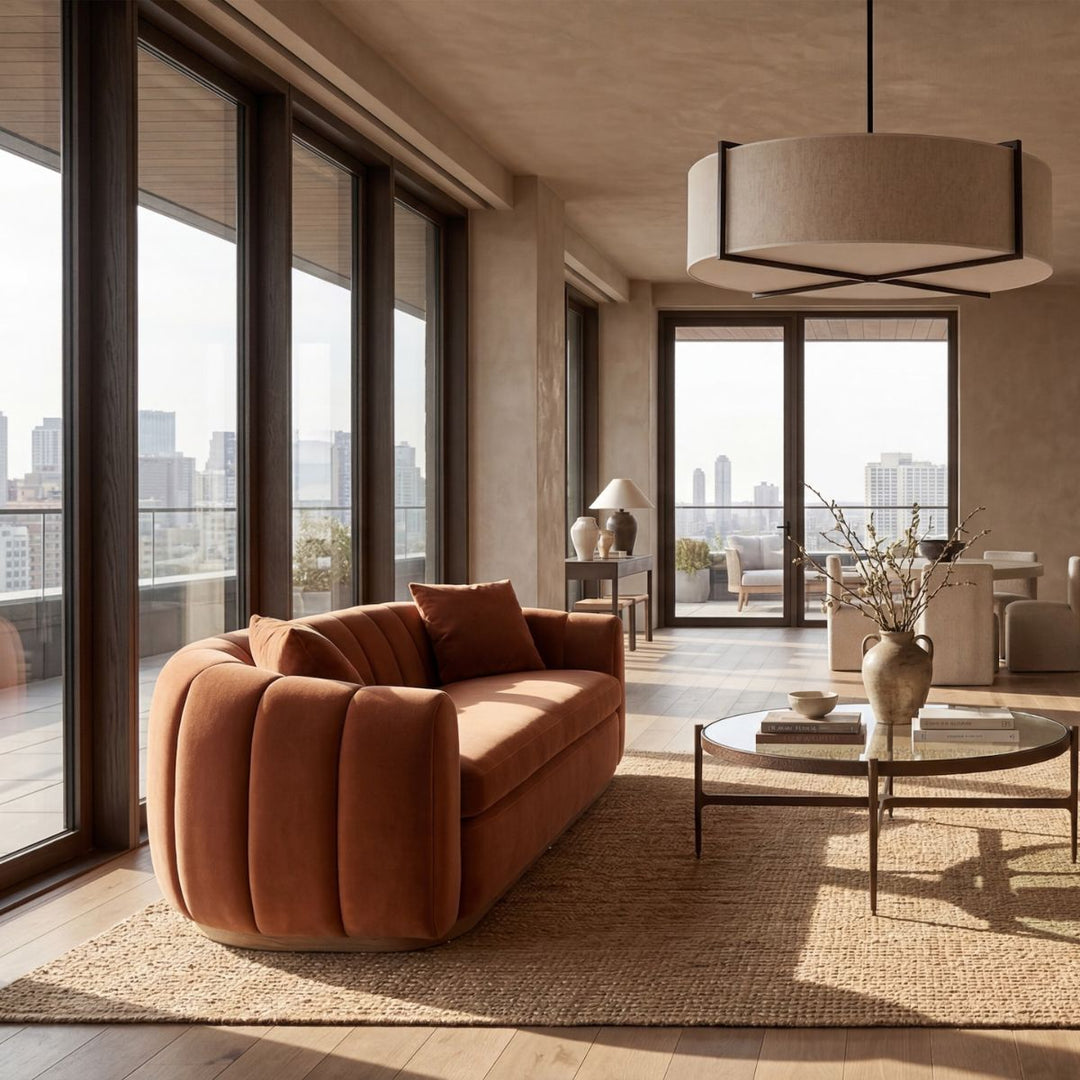 Arles 2 Seater Sofa - Melbourne Clay & Walnut