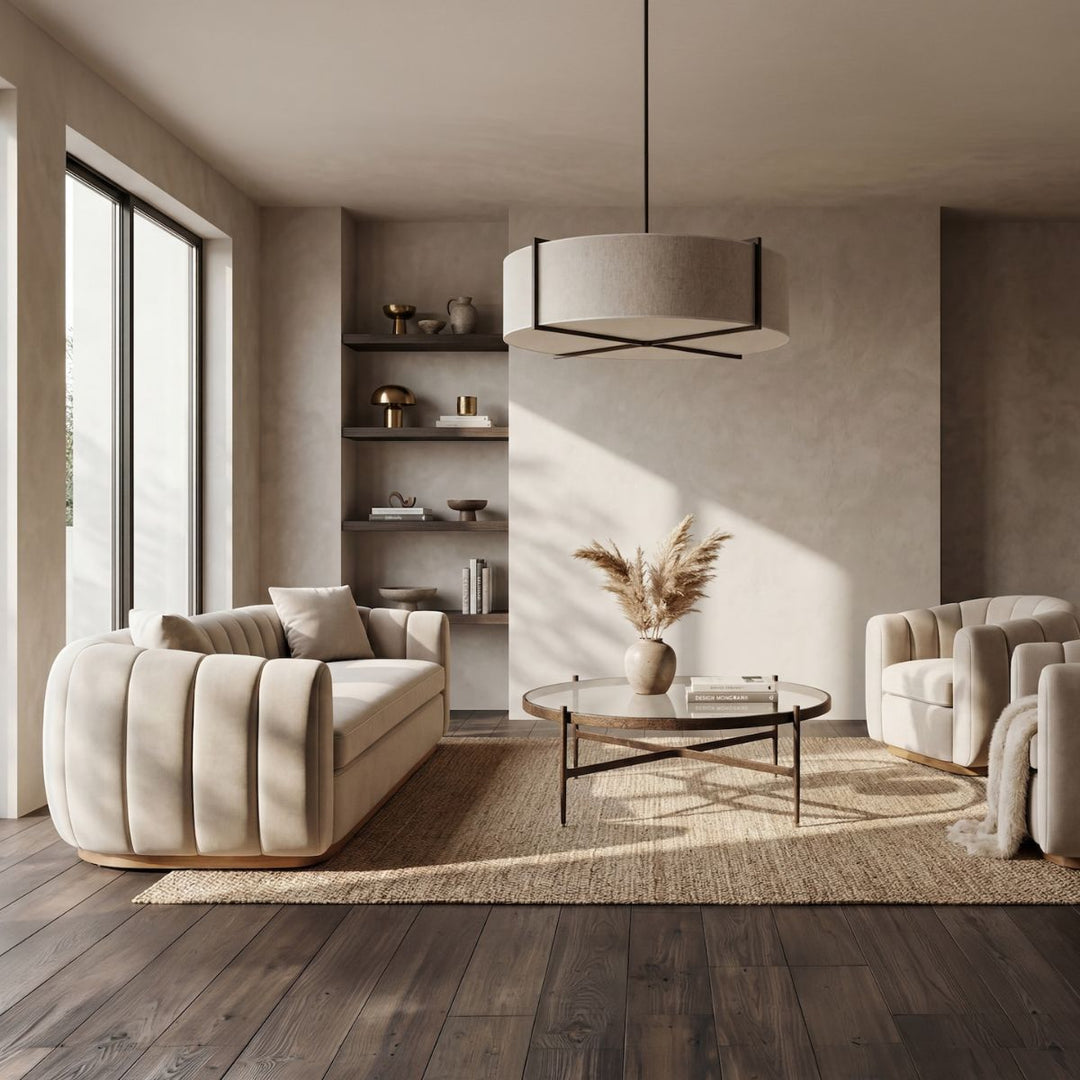 Arles 3 Seater Sofa - Melbourne Stone & Natural Wood