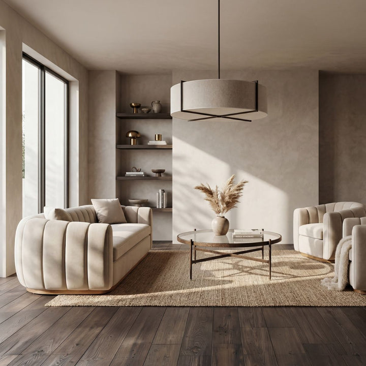 Arles 3 Seater Sofa - Melbourne Stone & Natural Wood