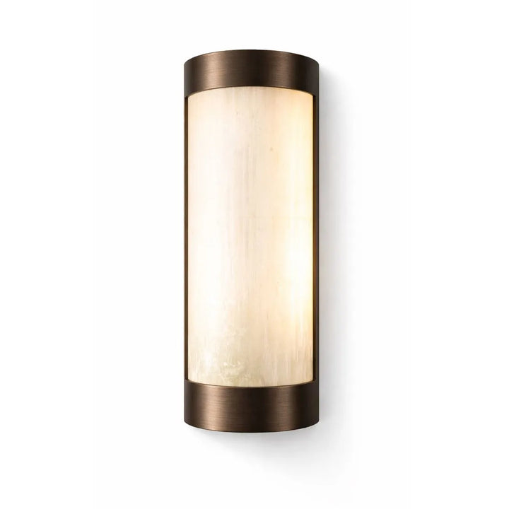 Vetra Natural Selenite Glass & Brushed Bronze Wall Light