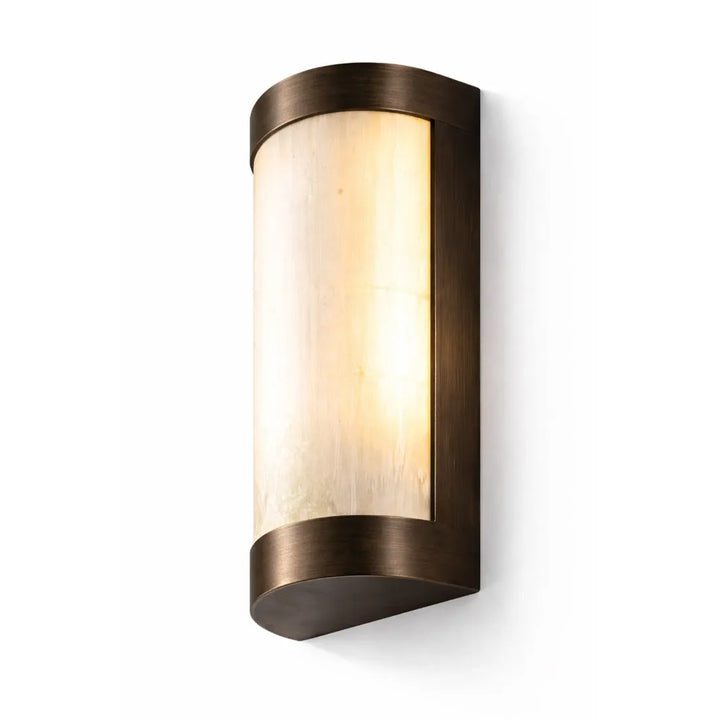 Vetra Natural Selenite Glass & Brushed Bronze Wall Light
