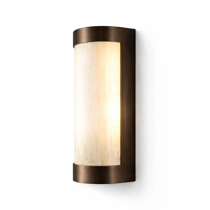 Vetra Natural Selenite Glass & Brushed Bronze Wall Light