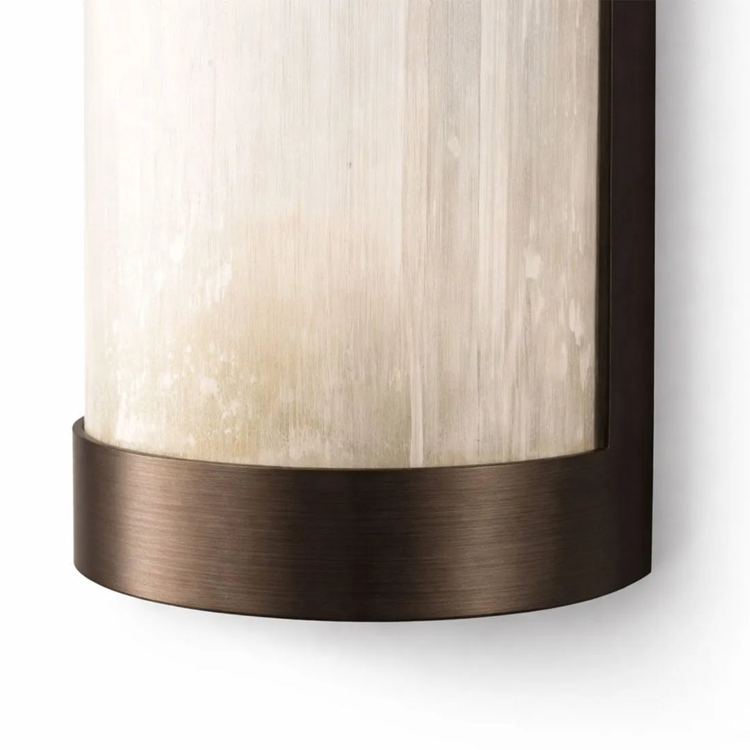 Vetra Natural Selenite Glass & Brushed Bronze Wall Light