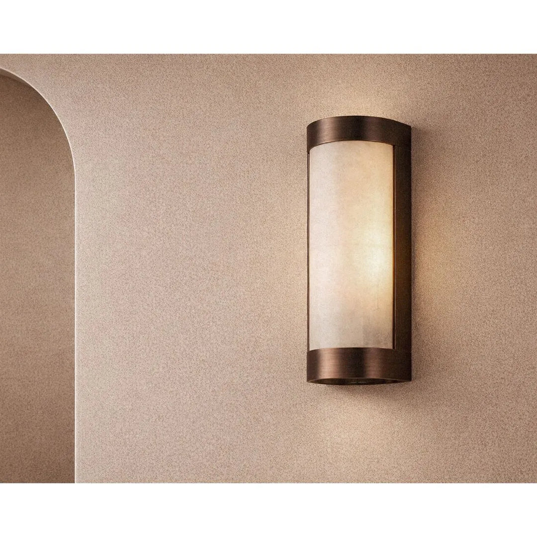 Vetra Natural Selenite Glass & Brushed Bronze Wall Light